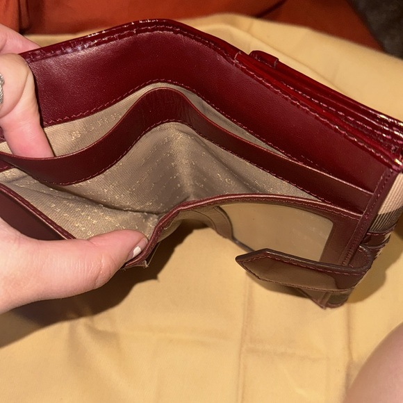Burberry Nova Check/Red/Maroon Compact Snap Wallet - Picture 6 of 12
